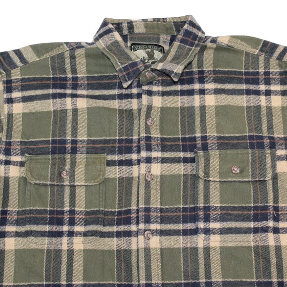 Field and Stream Mens XXLT Tall Green Plaid Flannel Button Down Shirt Outdoors - Picture 4 of 11